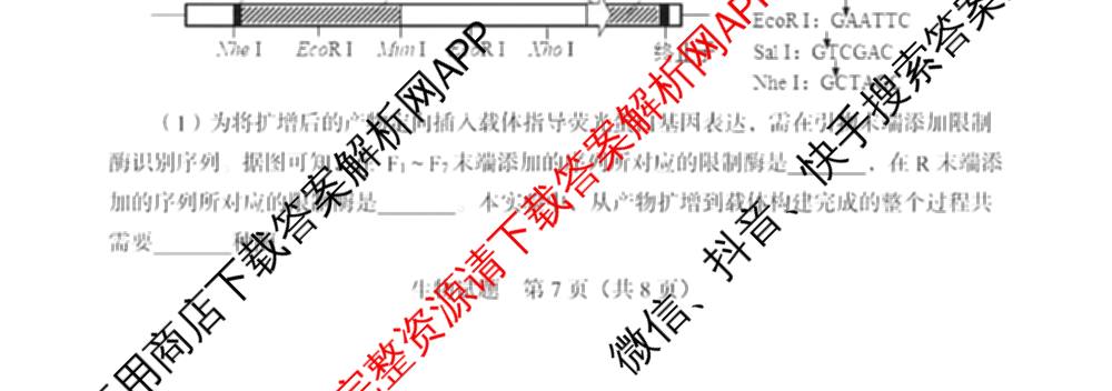 陕西省2026年7月高三适应性练（含历史、政治、生物等9份）生物试题