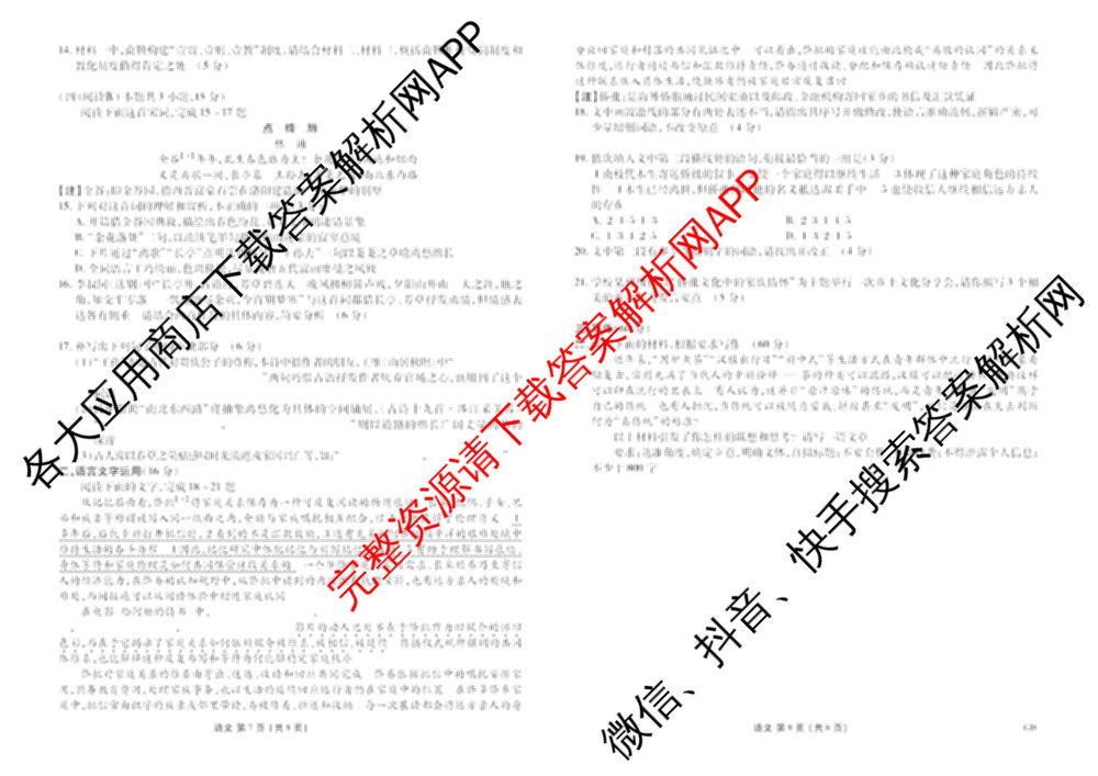 衡水金卷广东省2027届高三开学摸底调研(GD)试卷及答案汇总（10科全）语文试题