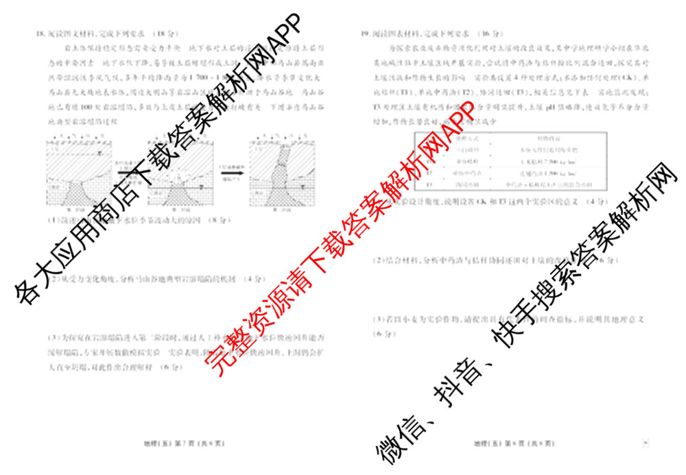 衡水金卷先享题2026年学科素养评价练(五)5各科答案及试卷（含政治(AH)【安徽四川甘肃专版】 物理(HN)【湖南专版】 生物(山东专版)等）地理试题