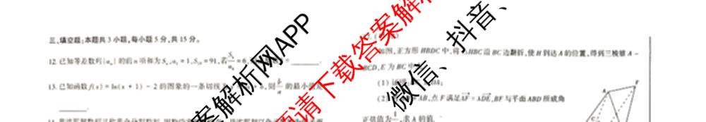 洛阳市2025届高三适应性模拟测试卷(一)各科答案及试卷(已更新化学、英语、语文等9份)数学试题