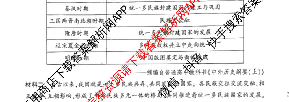 益卷2024年陕西省普通高中学业水平合格考试全真模拟试卷及答案汇总: 含数学(B卷) 物理(B卷) 英语(B卷)试卷解析历史试题