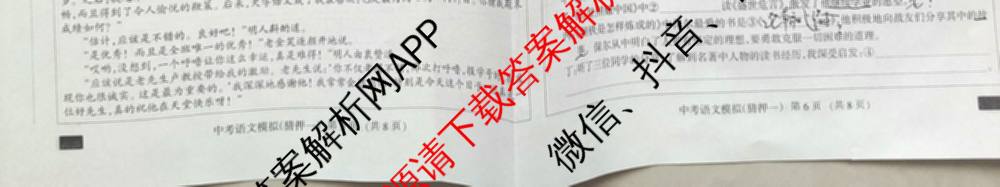 2025年名校计划河北省初中学业水模拟考试(猜押一)各科答案及试卷（含化学、英语、语文等）语文试题