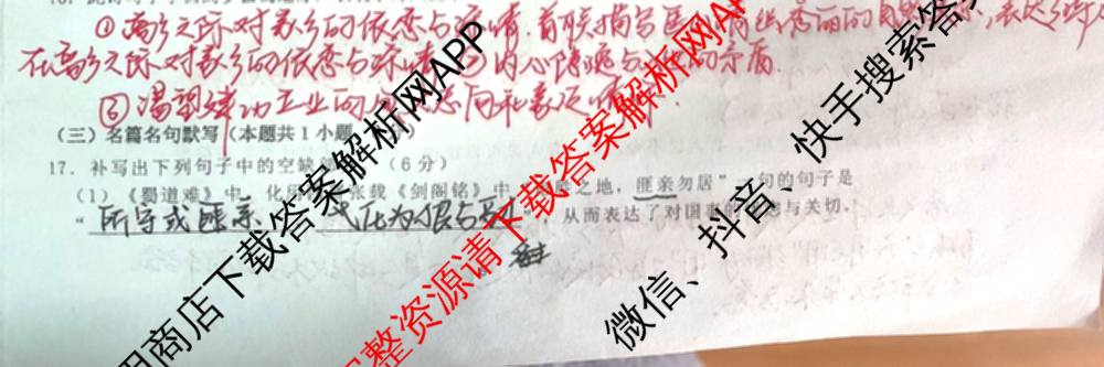 陕西省渭南市潼关中学2025-2026学年高二下学期月考(4月)试卷及答案汇总（含英语 语文 数学等）语文试题
