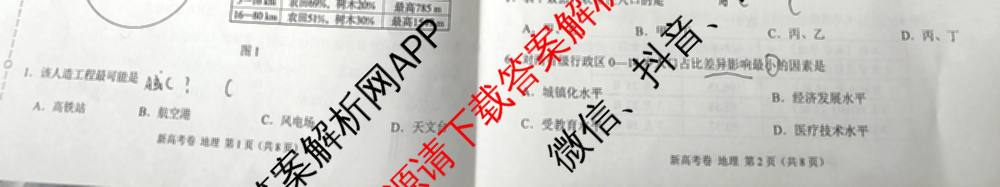 学科网2025届高三4月大联考试卷及答案汇总（含物理(新高考卷C) 文综(新课标卷) 英语(新课标卷A)等）地理试题