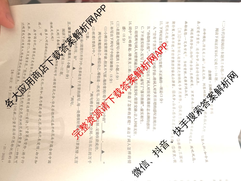 2024-2025年度上学期河南高一年阶段性考试: 含生物(A1) 地理(A1) 物理试卷解析语文试题