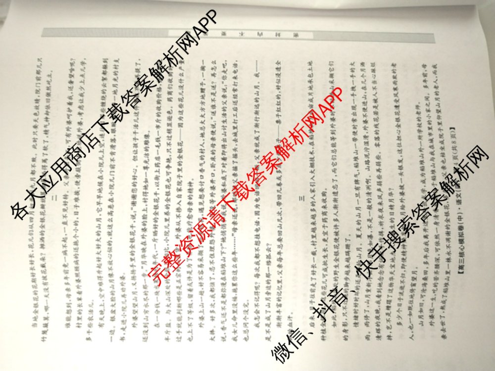 九师联盟2025~2026学年高三核心模拟卷(中)(四)试卷及答案汇总（36科全）语文试题