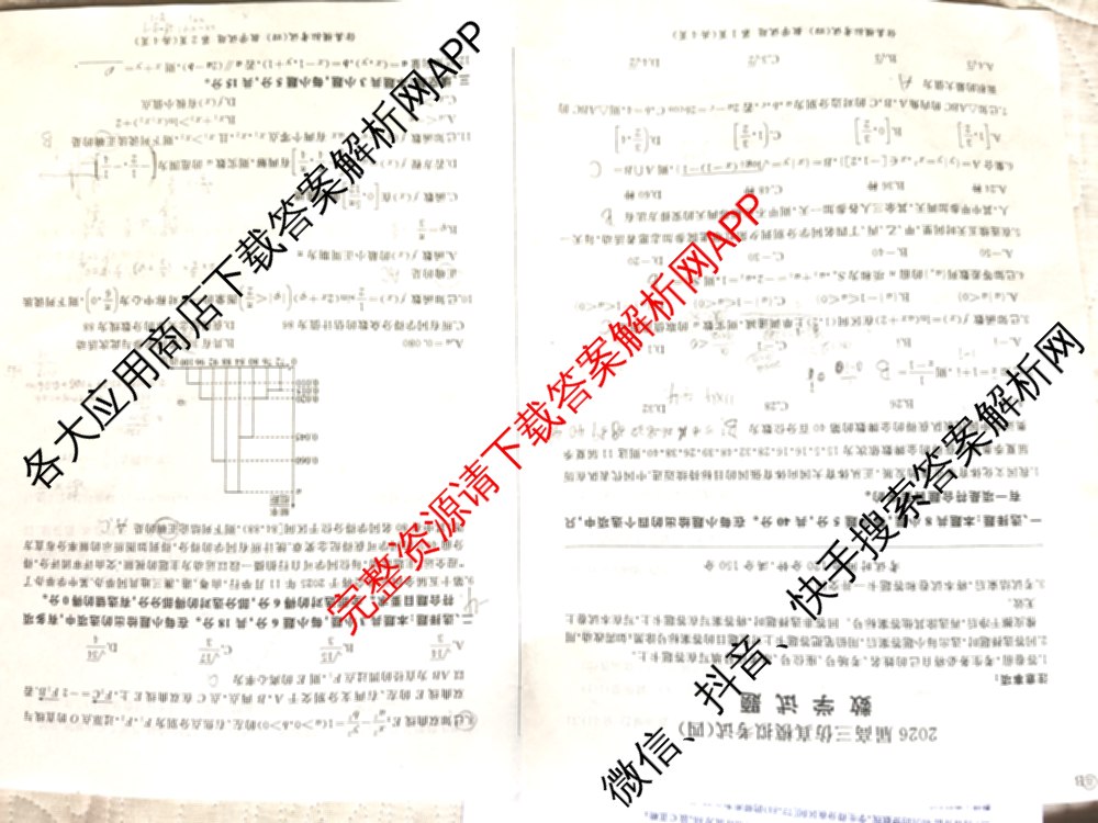 百师联盟2026届高三仿真模拟考试(四)（25科全）数学试题
