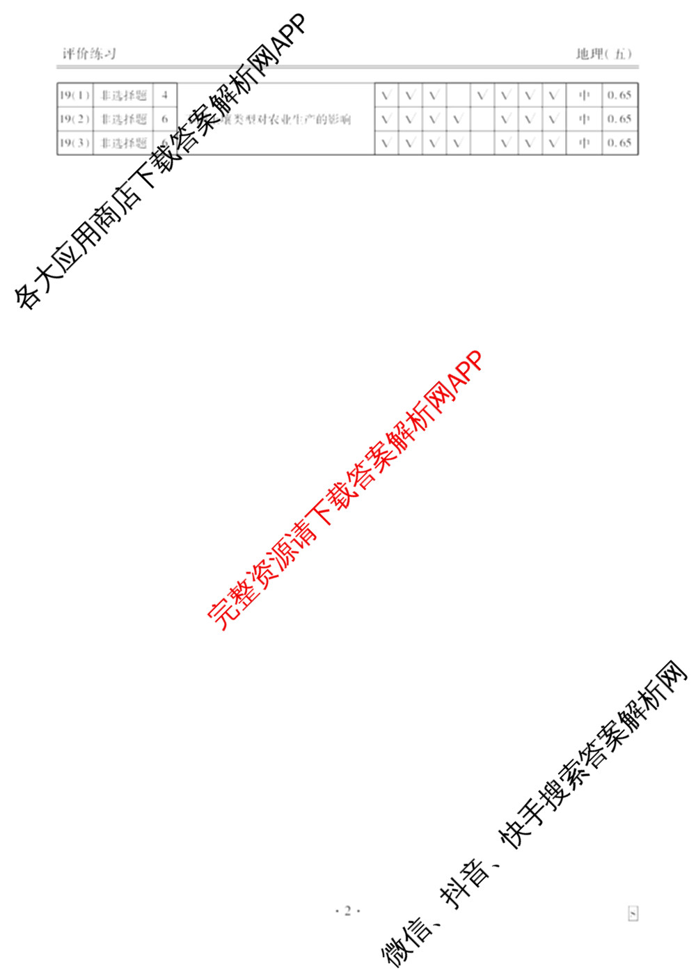 衡水金卷先享题2026年学科素养评价练(五)5各科答案及试卷（含政治(AH)【安徽四川甘肃专版】 物理(HN)【湖南专版】 生物(山东专版)等）地理答案