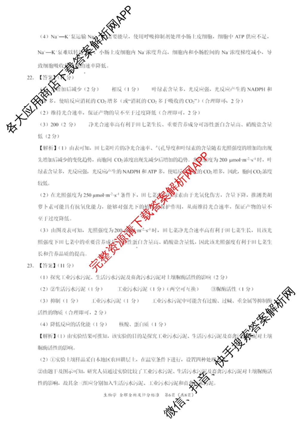 学科网2025届高三10月大联考各科答案及试卷（含历史(新课标卷) 语文(新课标卷) 语文(新高考卷)等17份）生物答案