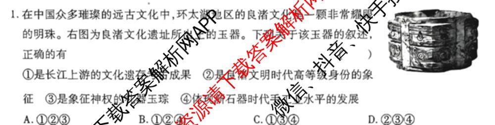 王后雄2024年普通高等学校招生全国统一考试预测卷各科答案及试卷（含语文(安徽专版)、政治(重庆专版)、历史(福建专版)等144份）历史试题