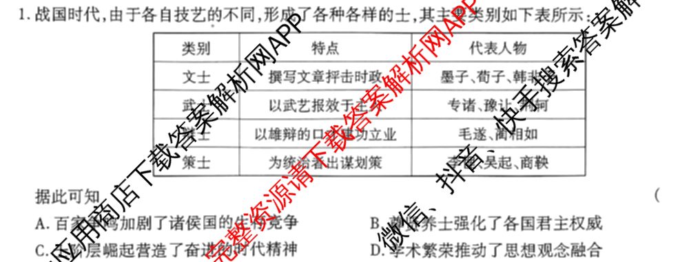 王后雄2024年普通高等学校招生全国统一考试预测卷各科答案及试卷（含语文(安徽专版)、政治(重庆专版)、历史(福建专版)等144份）历史试题