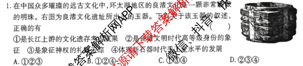 王后雄2024年普通高等学校招生全国统一考试预测卷各科答案及试卷（含语文(安徽专版)、政治(重庆专版)、历史(福建专版)等144份）历史试题