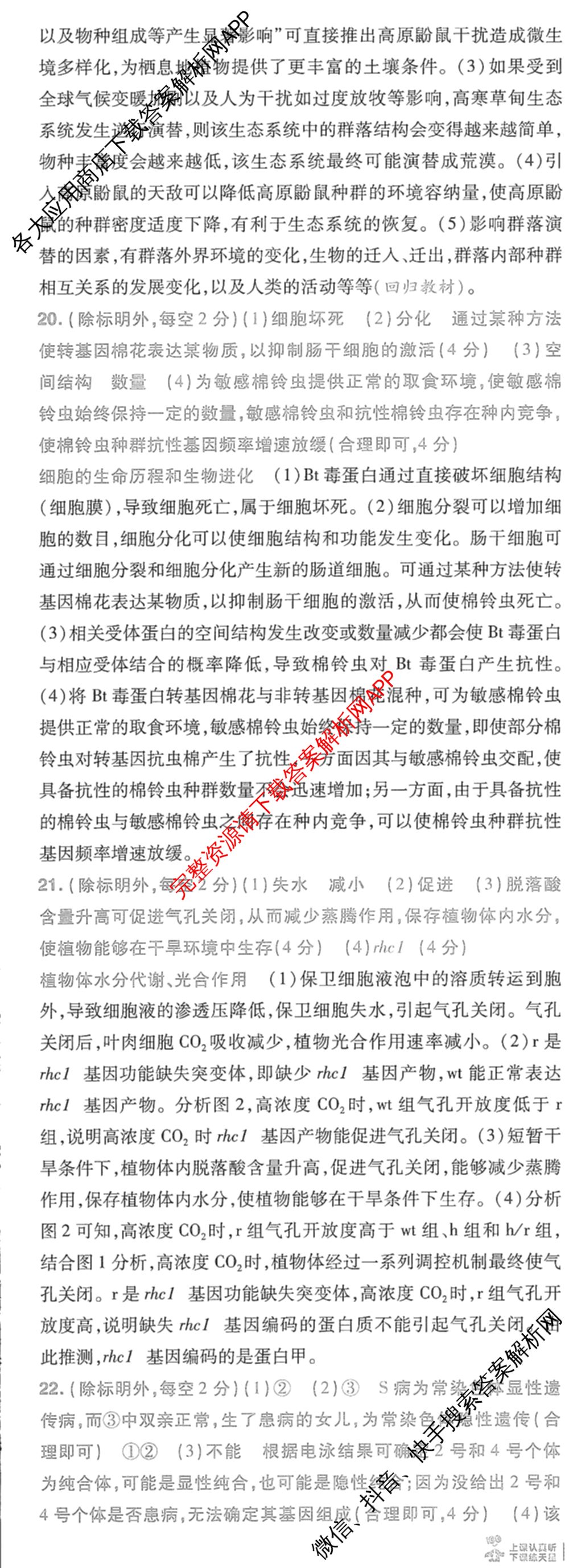 2024年高考真题(新高考)(已更新生物(山东卷) 数学(新课标II卷) 物理(河北卷)等108份)生物答案