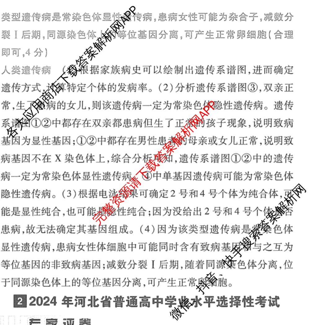 2024年高考真题(新高考)(已更新生物(山东卷) 数学(新课标II卷) 物理(河北卷)等108份)生物答案