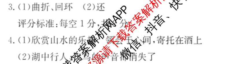 山西省2024~2025学年度九年级阶段评估(B)[PGZX D SHX(三)]试卷及答案汇总(已更新物理(HYB) 道德与法治(R) 语文(R)等12份)语文答案