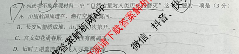 学科网2025届高三4月大联考试卷及答案汇总（含物理(新高考卷C) 文综(新课标卷) 英语(新课标卷A)等）语文试题