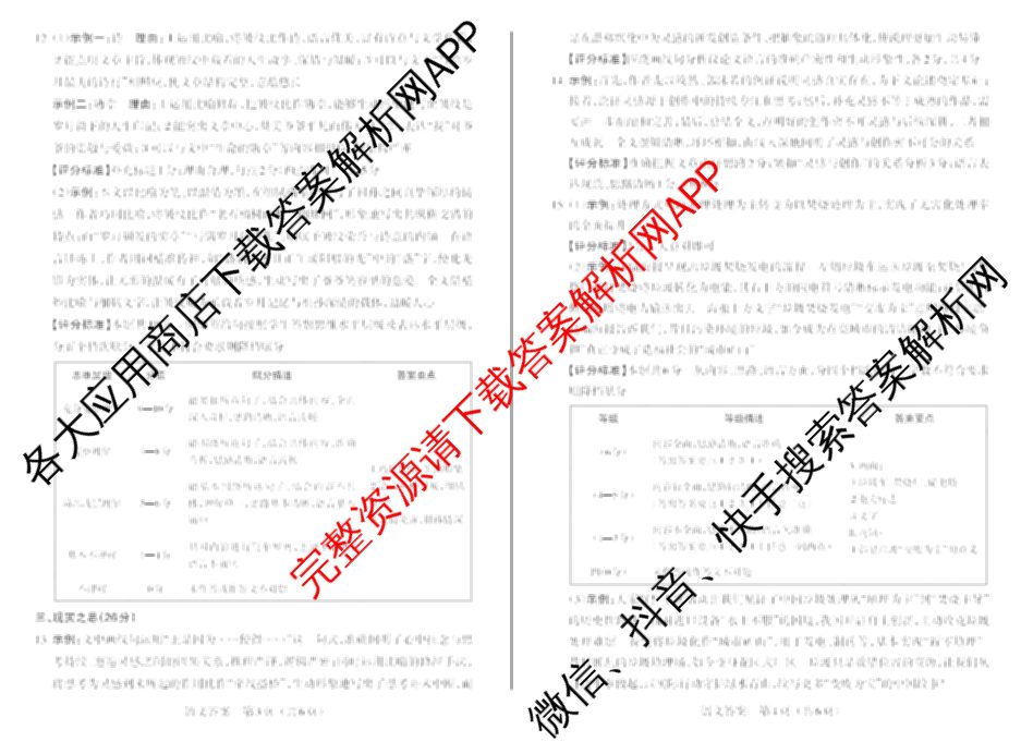 晋文源山西省2025-2026学年九年级无标题4月考试(4.8)各科答案及试卷: 含英语(版本2) 文综 英语(版本1)试卷解析语文答案