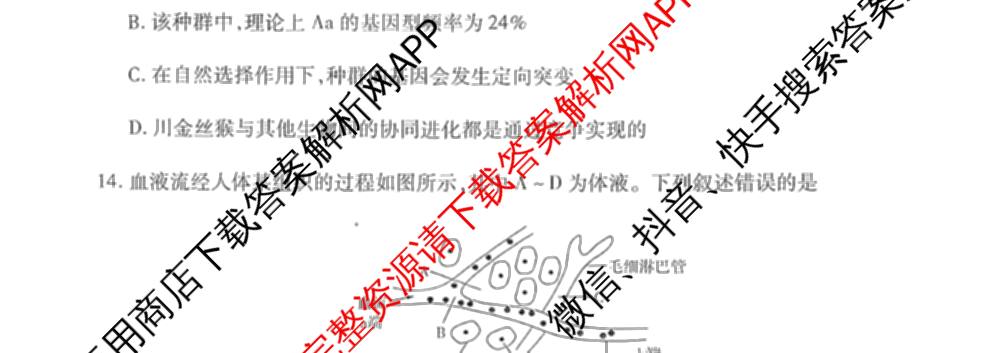 天一大联考河南省2026-2027学年高二联考(HN202609)试卷及答案汇总(已更新历史 化学(A) 地理等11份)生物试题