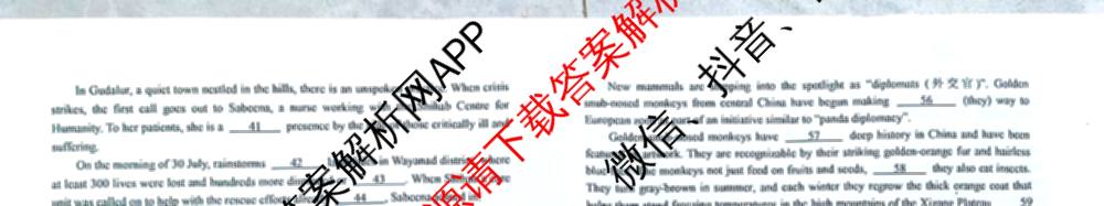 山西省2026届高三年级第一次模拟考试质量监测试卷各科答案及试卷（9科全）英语试题