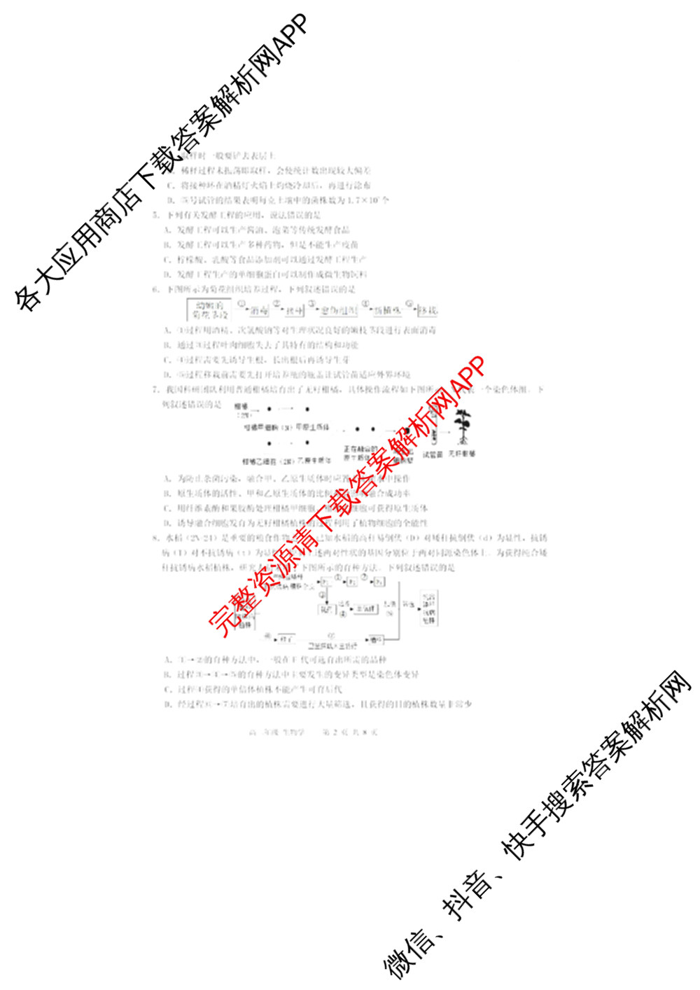 新疆实验中学2024-2025学年第二学期高二年级期末考试（9科全）生物试题