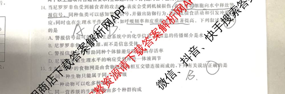 2025届高三部分重点中学3月联合测评(T8联考)(第二次八省联考)(已更新化学(HBZB)、历史(SXZB)、语文等25份)生物试题