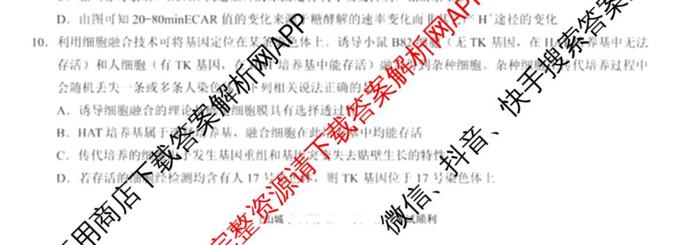 重庆康德2026届重庆市高考模拟调研卷(五): 含政治 数学 英语试卷解析生物试题