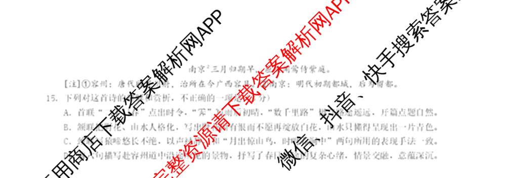 湖南省长望浏宁四区县市2026届高三四月份调研考试试卷及答案汇总（9科全）语文试题