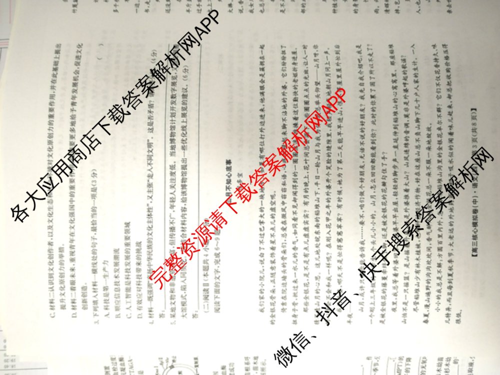 九师联盟2025~2026学年高三核心模拟卷(中)(四)试卷及答案汇总（36科全）语文试题