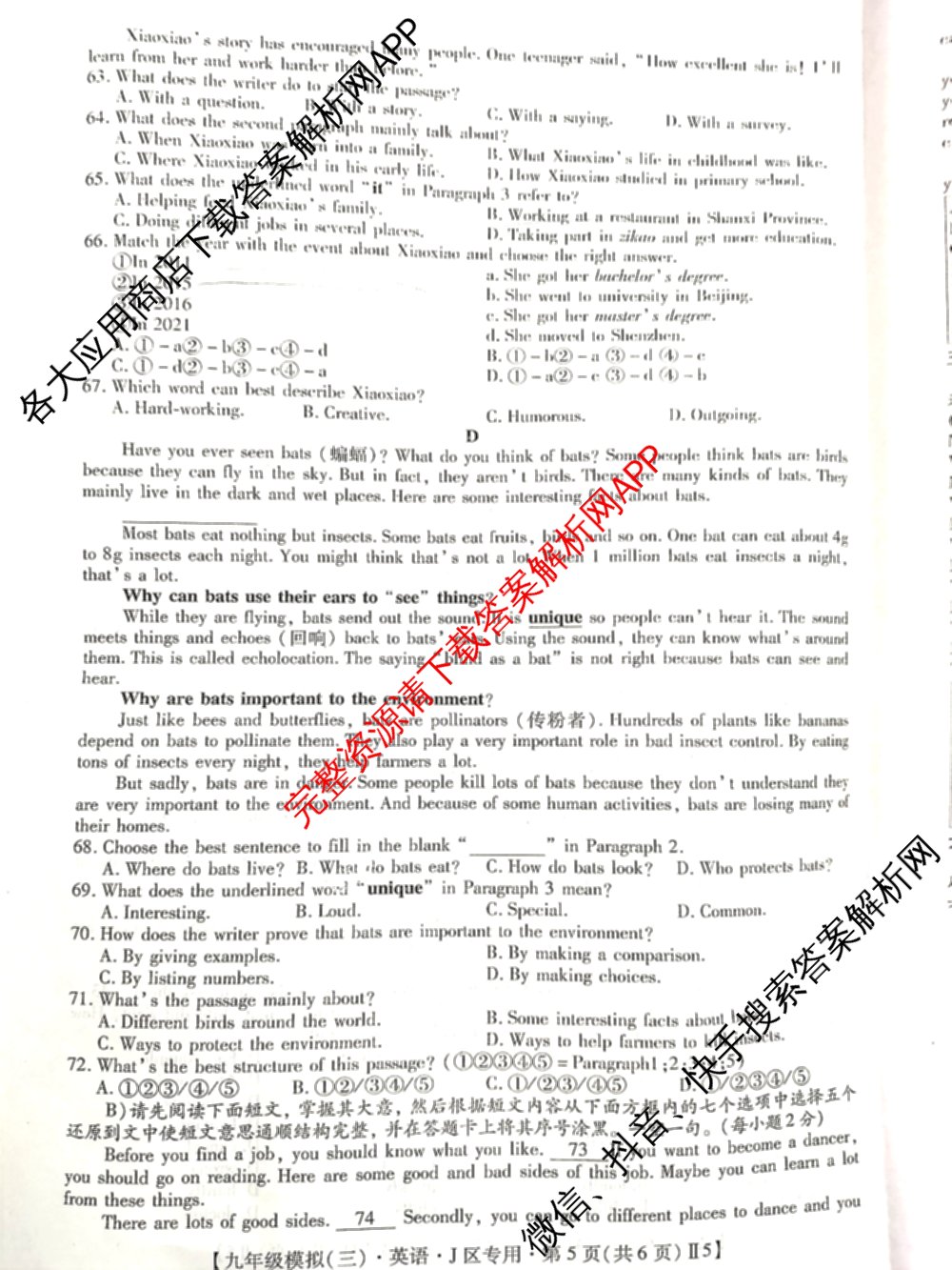 江西省2025年九年级模拟(三)[WSJ区专用][II5]（含语文、英语、化学等）英语试题