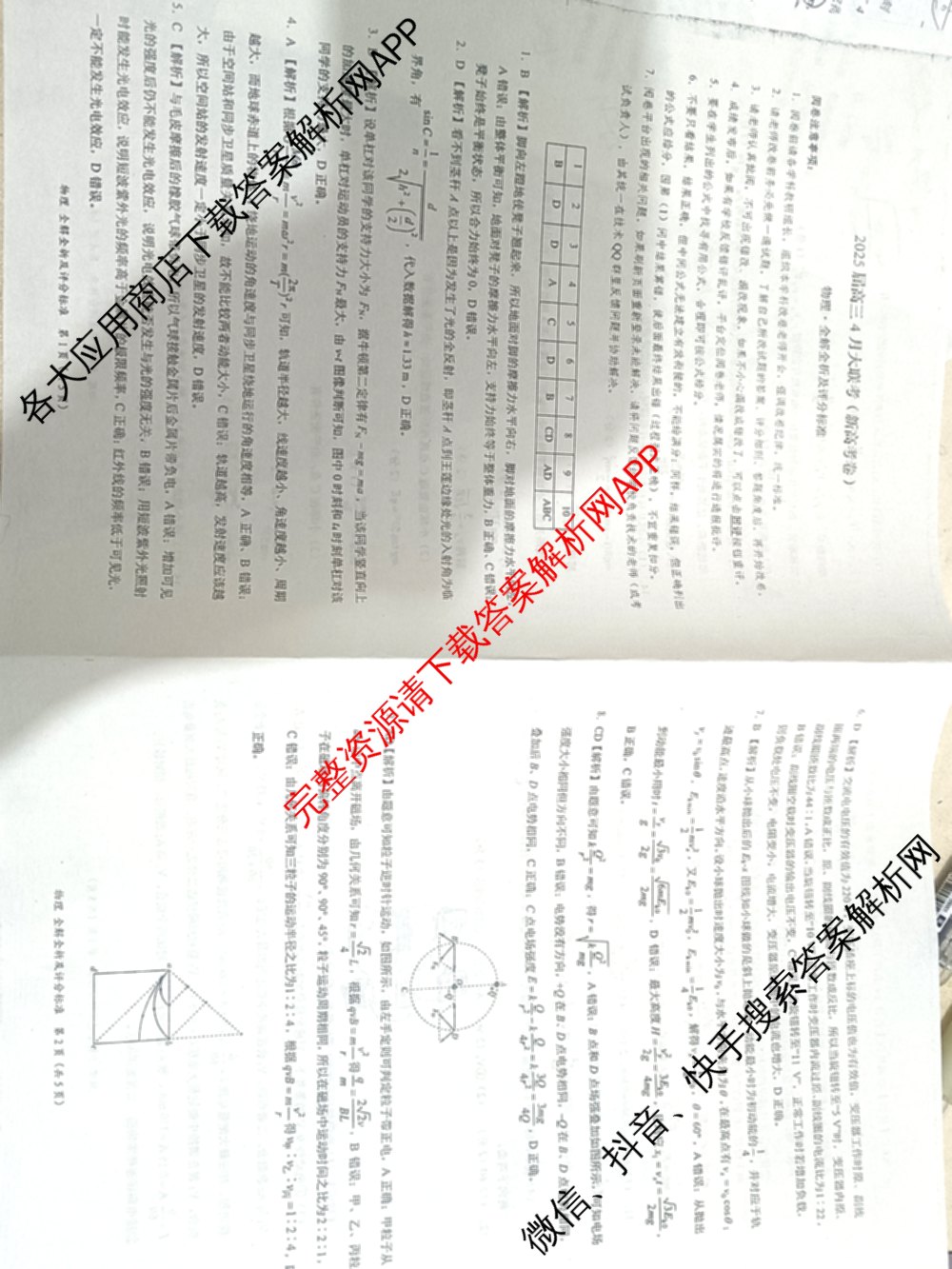 学科网2025届高三4月大联考试卷及答案汇总（含物理(新高考卷C) 文综(新课标卷) 英语(新课标卷A)等）物理答案