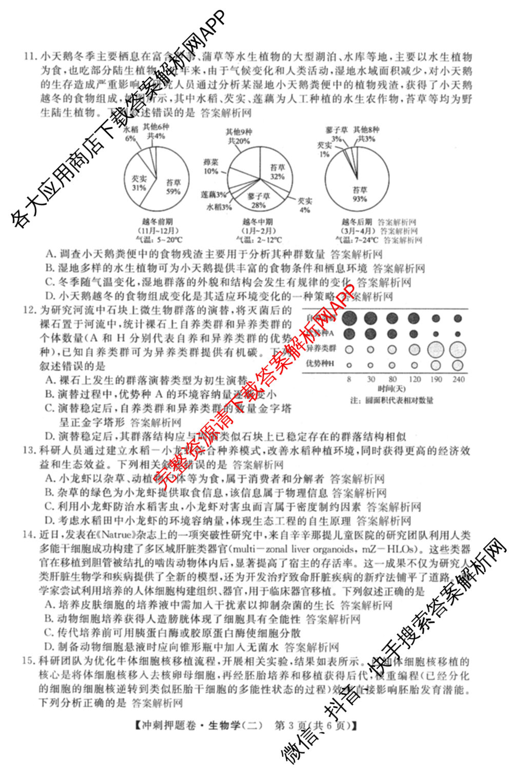 2026普通高等学校招生全国统一考试冲刺押题卷(二)2各科答案及试卷（含语文、化学、数学(A)等）生物试题