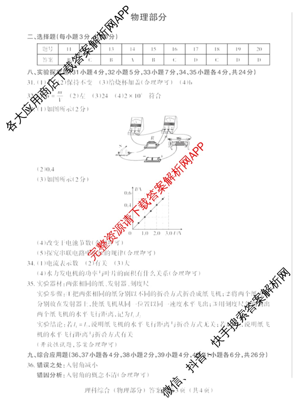 晋文源山西省2025-2026学年九年级无标题4月考试(4.8)各科答案及试卷: 含英语(版本2) 文综 英语(版本1)试卷解析物理答案