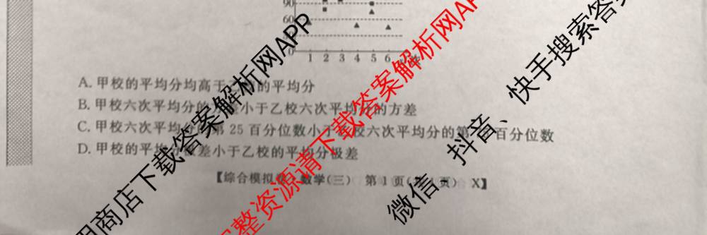 2026普通高等学校招生全国统一考试综合模拟卷(三)3（含化学(H)、化学(B)、数学(X)等14份）数学试题