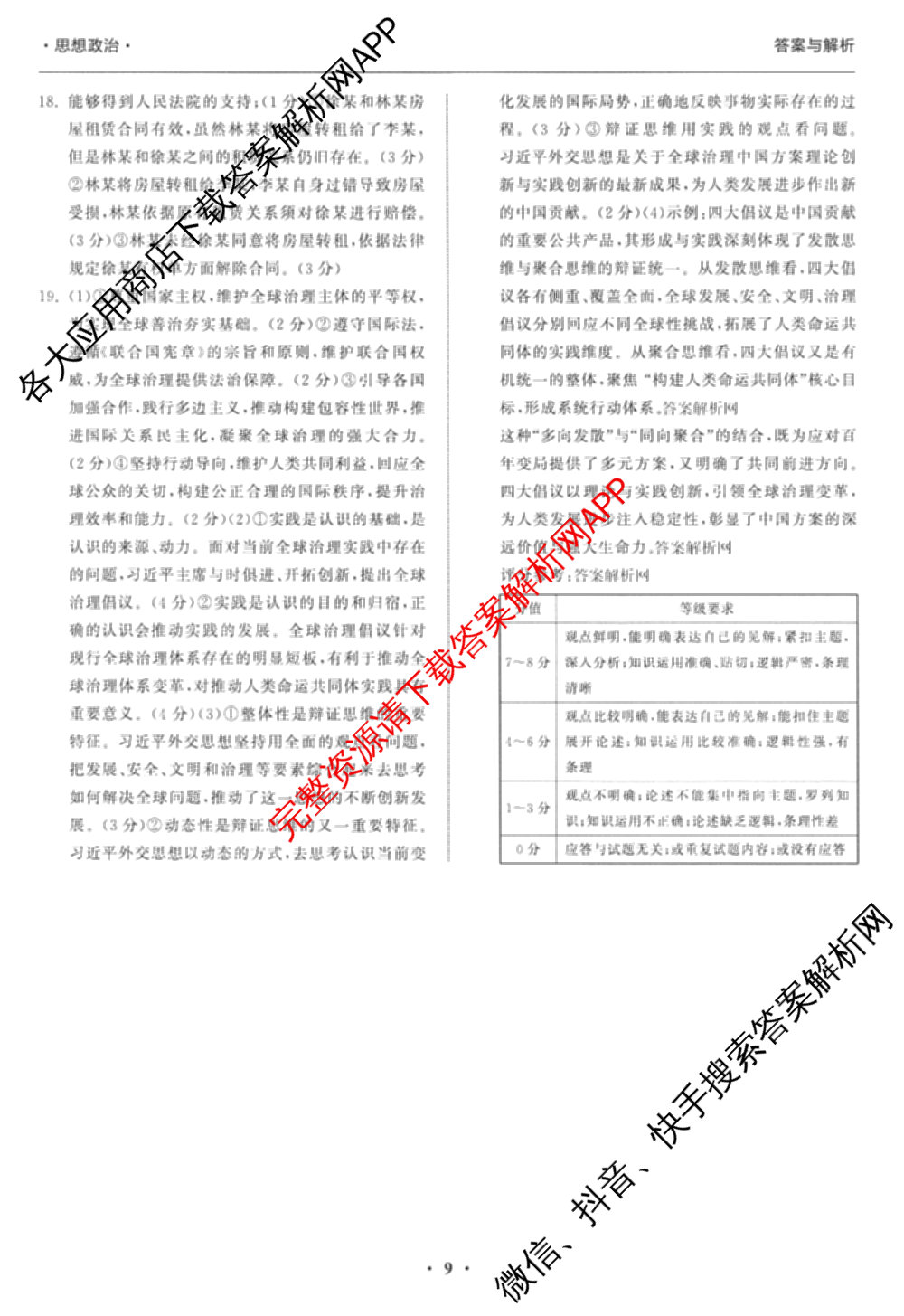 天舟高考衡中同卷2026年普通高等学校招生全国统一考试模拟信息卷(三)3试卷及答案汇总（含历史(GY) 物理(安徽版) 英语(通用版)等）政治答案