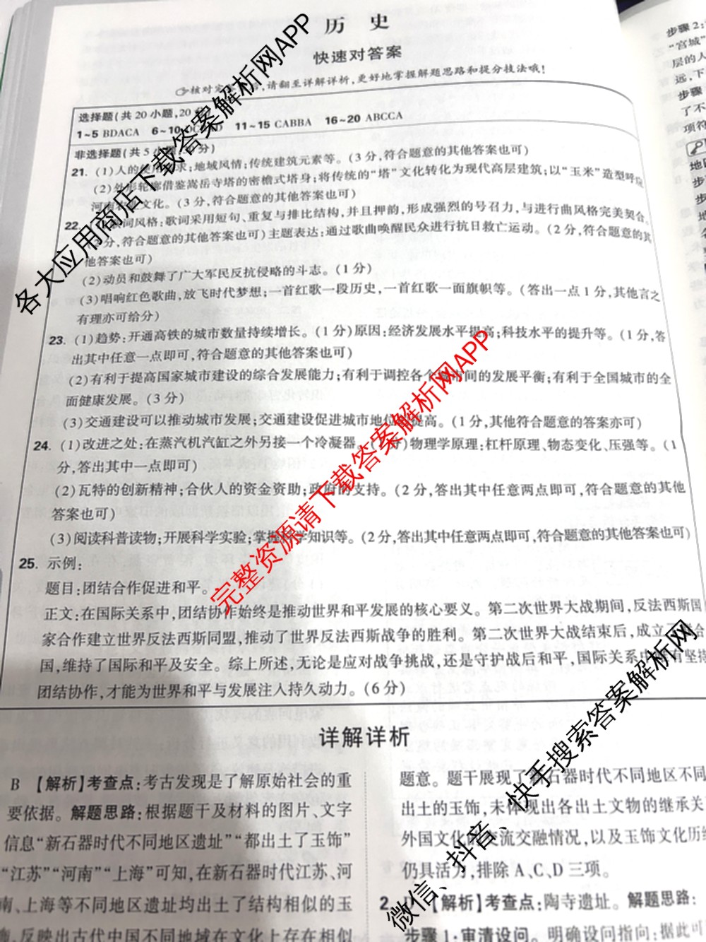 黑白卷河南专版2025年普通高等学校招生全国统一考试黑卷（含化学 物理 生物等9份）历史答案
