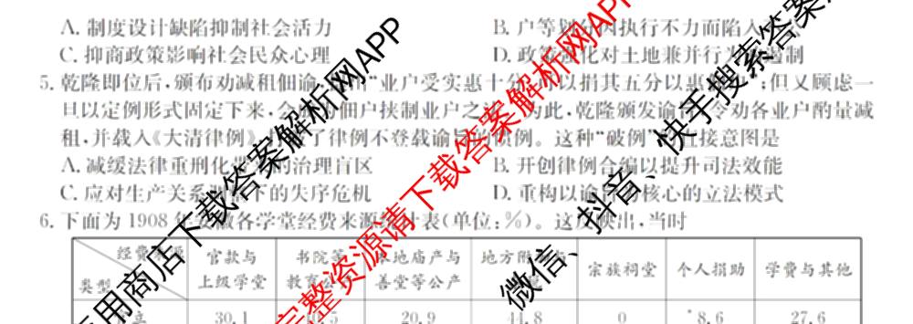 安徽省2025~2026学年第一学期期末质量检测高三(26-X-353C)试卷及答案汇总(已更新历史(A卷)、政治(A卷)、生物(A卷)等15份)历史试题