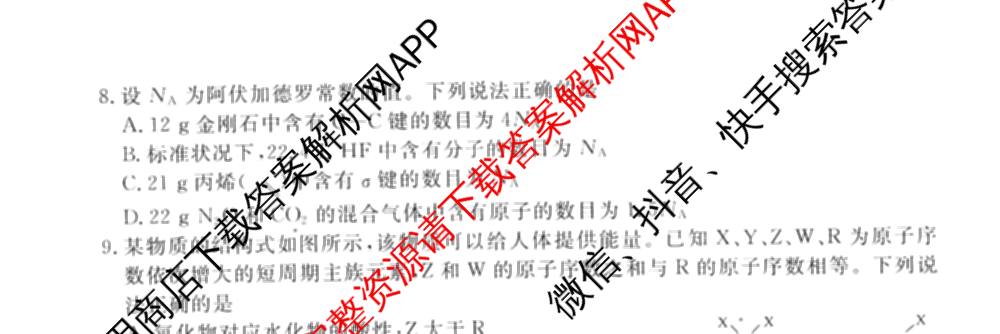 衡水金卷2025-2026学年度高三年级适应性测试(一)各科答案及试卷(已更新物理 生物 语文等9份)化学试题