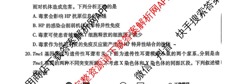 内蒙古包头市2025-2026学年度第二学期高二年级期末教学质量监测试卷试卷及答案汇总（含历史 地理 英语等9份）生物试题