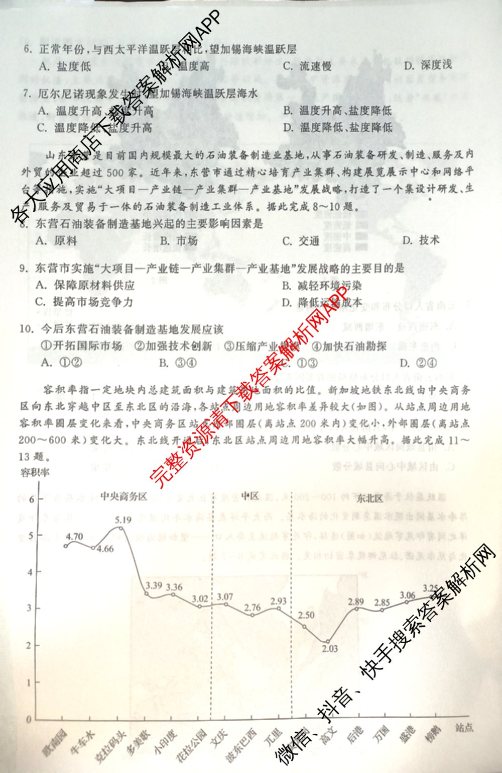 天舟高考衡中同卷2025年普通高等学校招生全国统一考试模拟押题卷(一)1试卷及答案汇总（34科全）地理试题