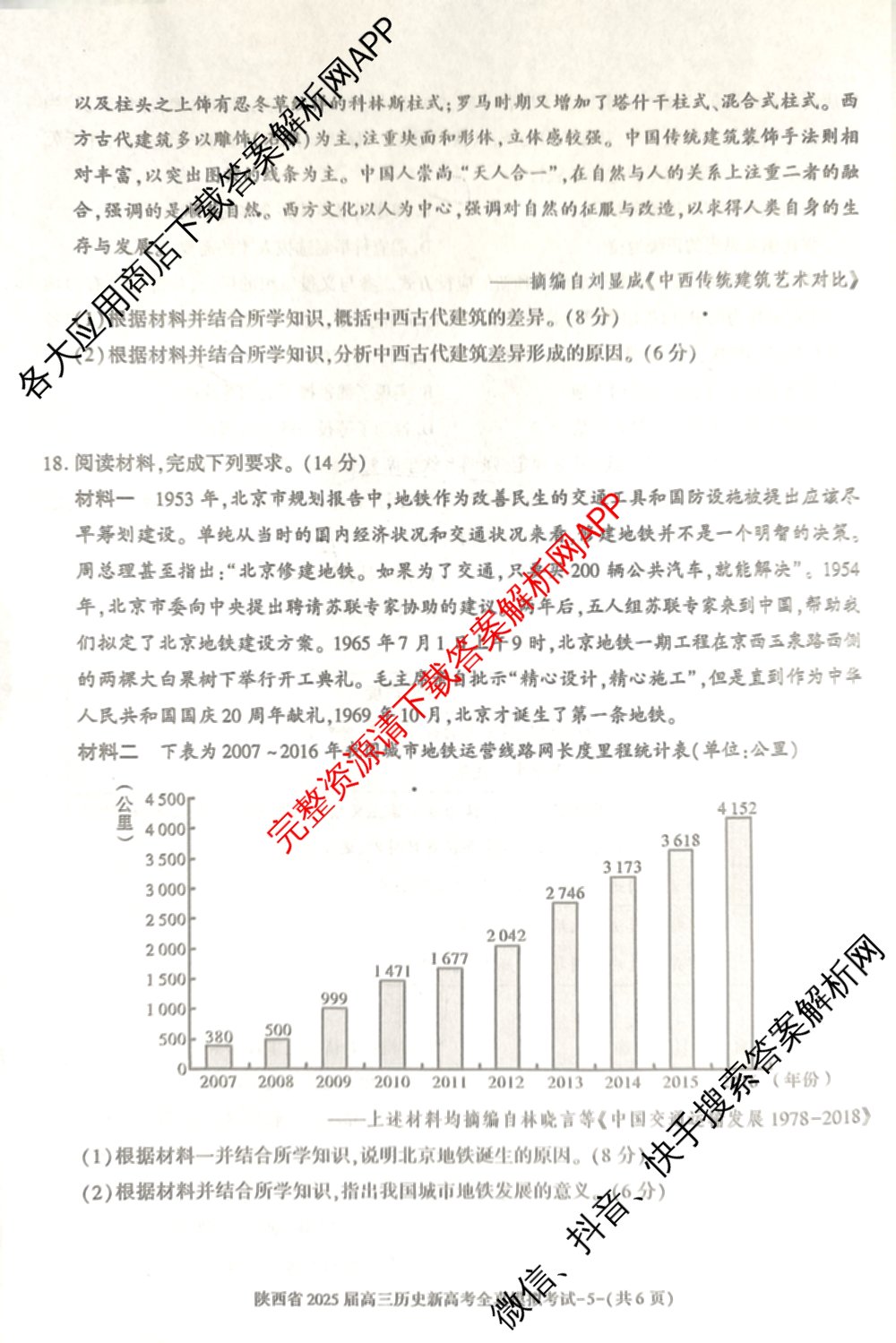 陕西省2025届高三新高考全真模拟考试试卷及答案汇总(已更新化学 物理 生物等9份)历史试题