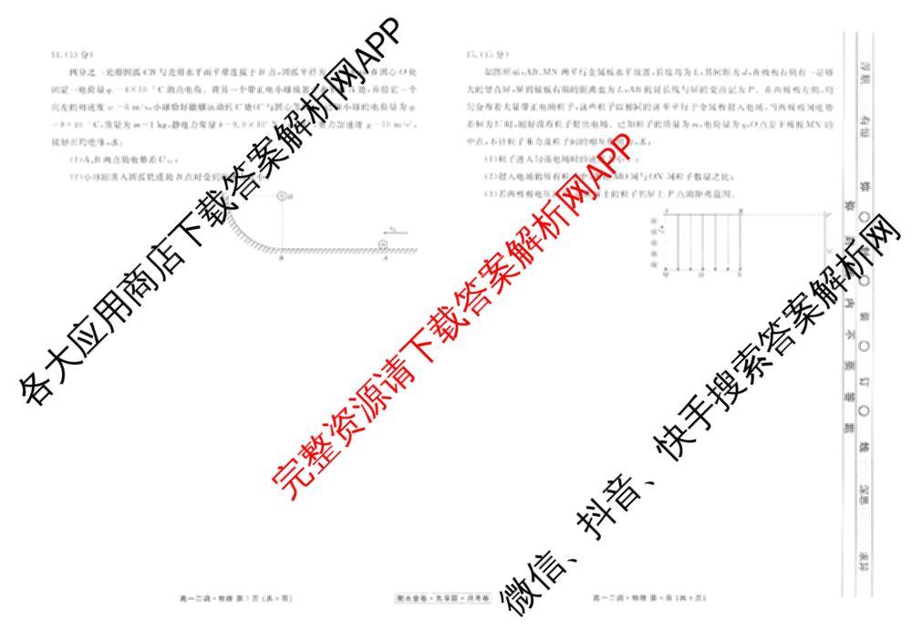 衡水金卷先享题月考卷2024-2025学年度下学期高一年级二调考试: 含政治 英语(人教版) 化学(人教版)试卷解析物理试题