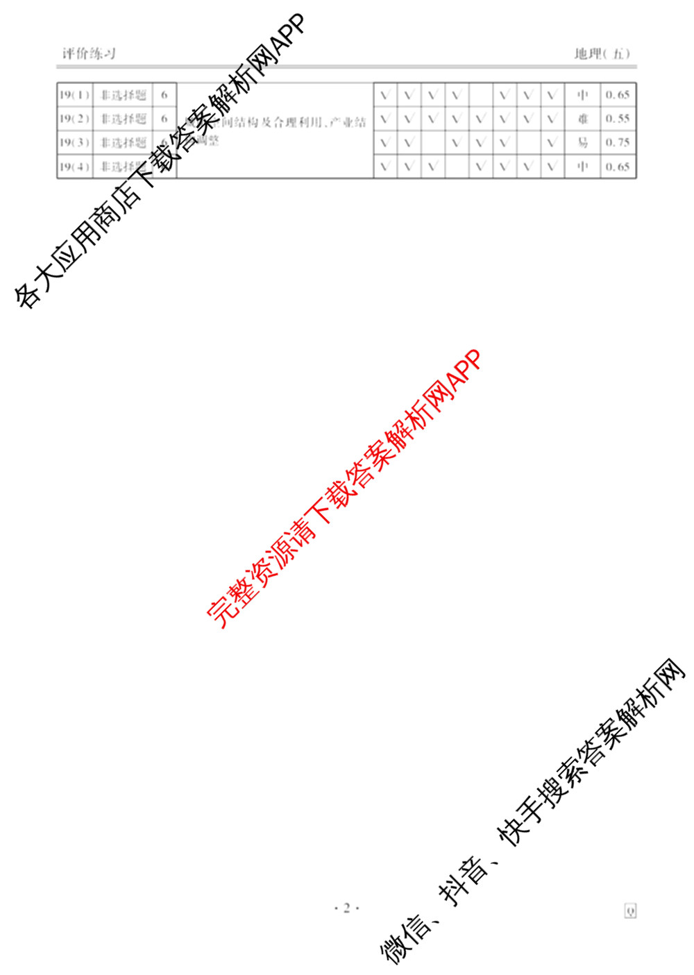 衡水金卷先享题2026年学科素养评价练(五)5各科答案及试卷（含政治(AH)【安徽四川甘肃专版】 物理(HN)【湖南专版】 生物(山东专版)等）地理答案