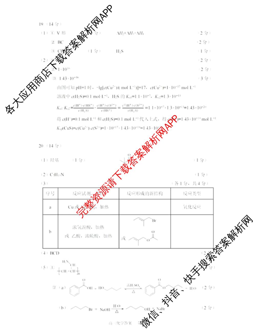 ［广州零诊］2025届广州市高三年级调研测试试卷及答案汇总（含地理(B) 物理(B) 生物(B)等10份）化学答案