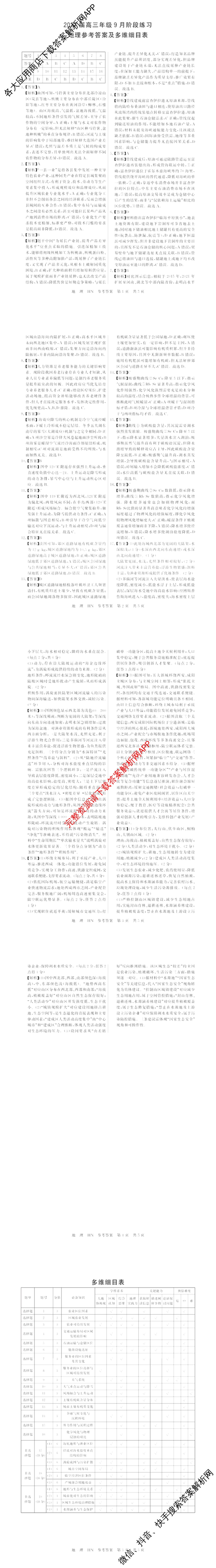 湖南省2027届高三年级9月阶段练(HN)试卷及答案汇总: 含化学、历史(HN)、英语试卷解析地理答案