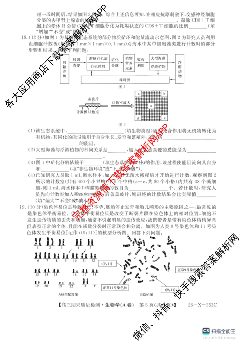 安徽省2025~2026学年第一学期期末质量检测高三(26-X-353C)试卷及答案汇总(已更新历史(A卷)、政治(A卷)、生物(A卷)等15份)生物试题