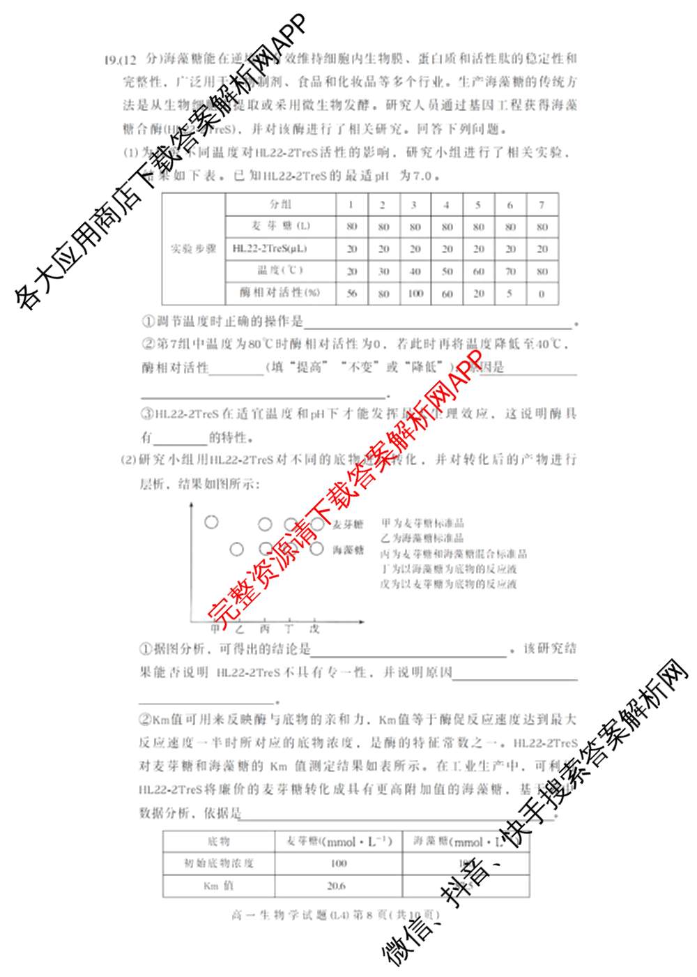 炎德英才大联考2025-2026学年高一4月考试(L4)各科答案及试卷(已更新物理(L4 A) 化学(A-L4) 化学(C-L4)等11份)生物试题
