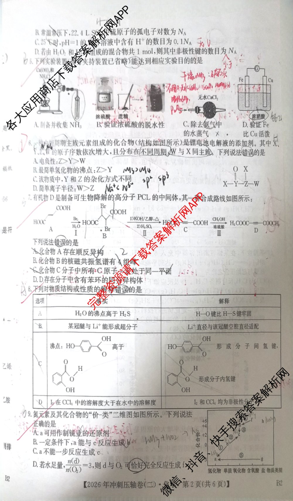 2026年全国高考冲刺压轴卷(二)2(已更新历史(HN) 化学(江西) 历史(广西)等75份)化学试题