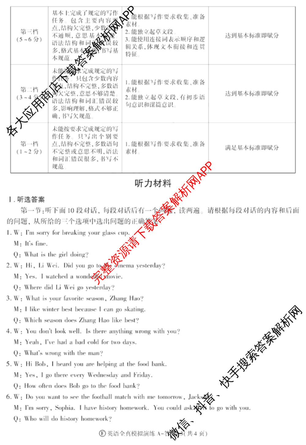 2026年陕西省初中学业水全真模拟演练[试卷类型A](F): 含历史、物理、数学试卷解析英语答案