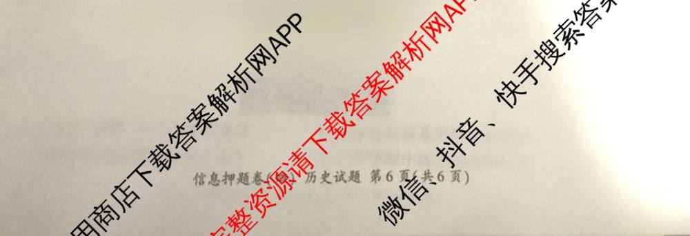 百师联盟2025届高三信息押题卷(四)4试卷及答案汇总（51科全）历史试题