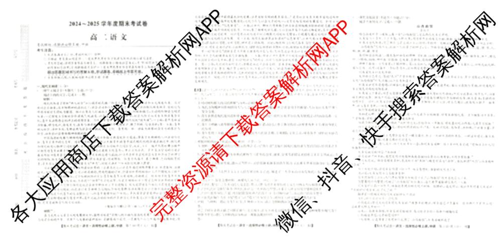 2024~2025学年度高二期末考试卷试卷及答案汇总(已更新英语(选择性必修第一册、选择性必修第二册) 历史(选择性必修1、2  RJ) 生物(选择性必修1、2 RJ B)等10份)语文试题